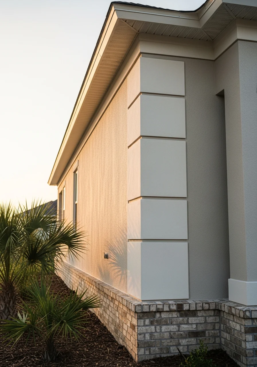 Detailed view of quality workmanship on a St. Johns County home exterior, showing professional finish.